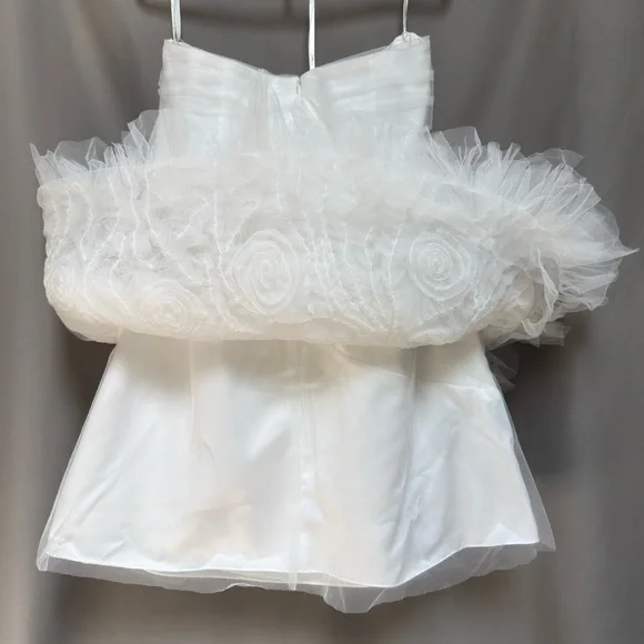 NWT Vera Wang White Wedding Dress Plus Size 18W Strapless Tulle Short Bridal - Picture 13 of 16